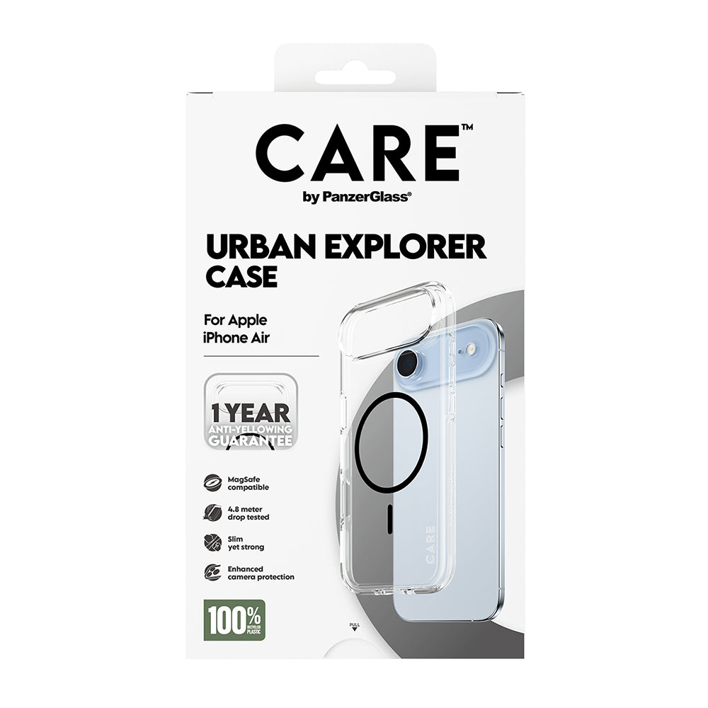 Ovitek MagSafe za Apple iPhone 17 Air, PanzerGlass, Care Urban Explorer, Prosojna Črna