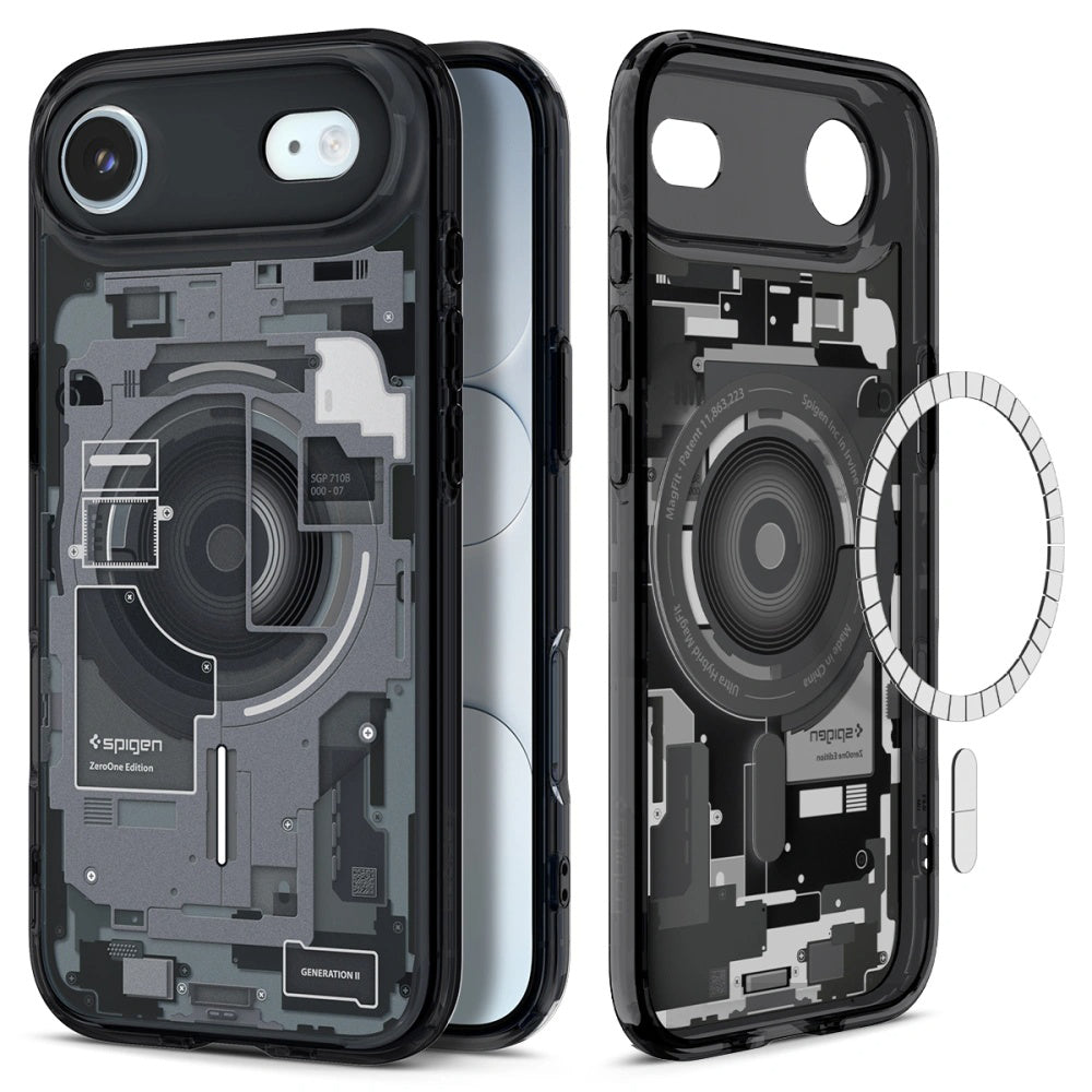 Ovitek MagSafe za Apple iPhone 17 Air, Spigen, Ultra Hybrid Zero One, Črn