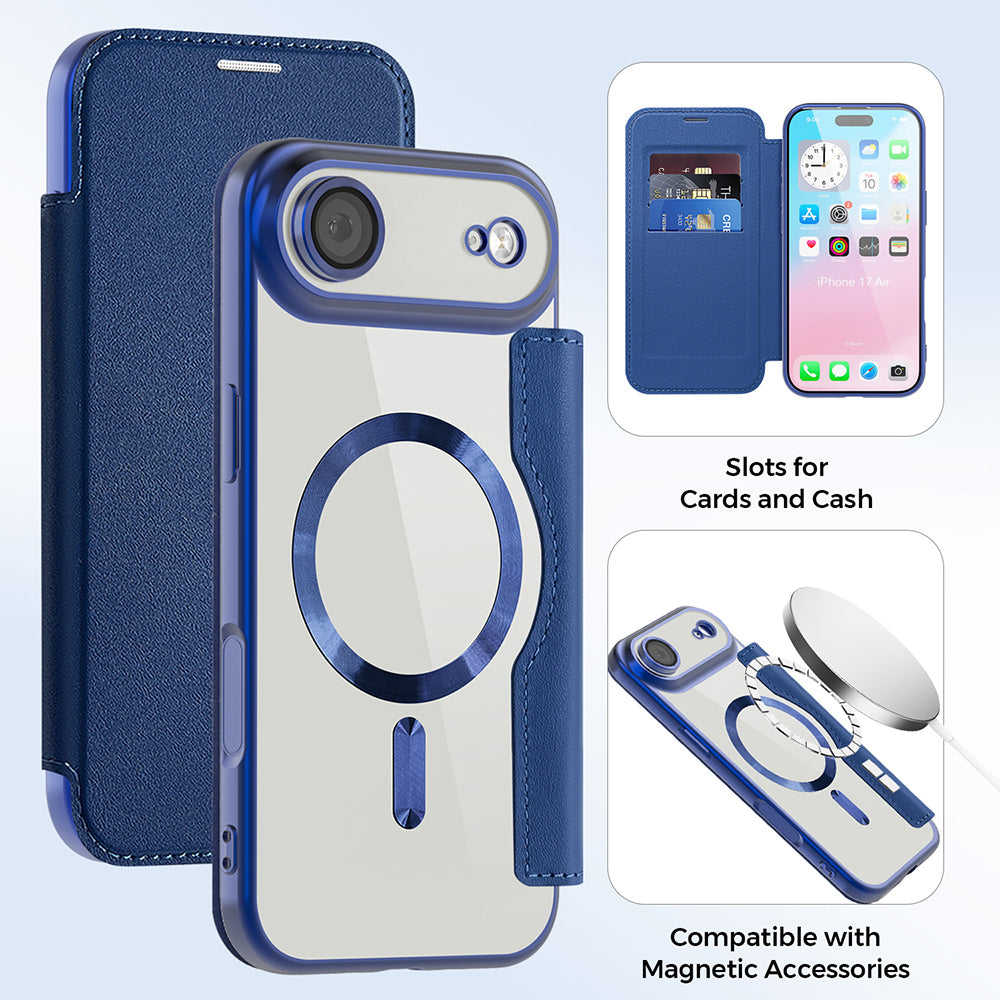 Ovitek MagSafe za Apple iPhone 17 Air, Techsuit, SmartMag Book, Modra