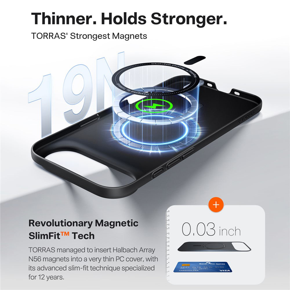 Ovitek MagSafe za Apple iPhone 17 Air, Torras, SlimFit, Črn