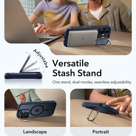 Ovitek MagSafe za Apple iPhone 17, ESR, Classic Hybrid Kickstand, Satenasto modra