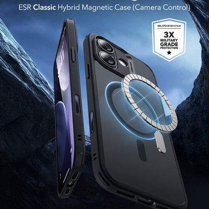 Ovitek MagSafe za Apple iPhone 17, ESR, Classic Hybrid, Satenasto Črn