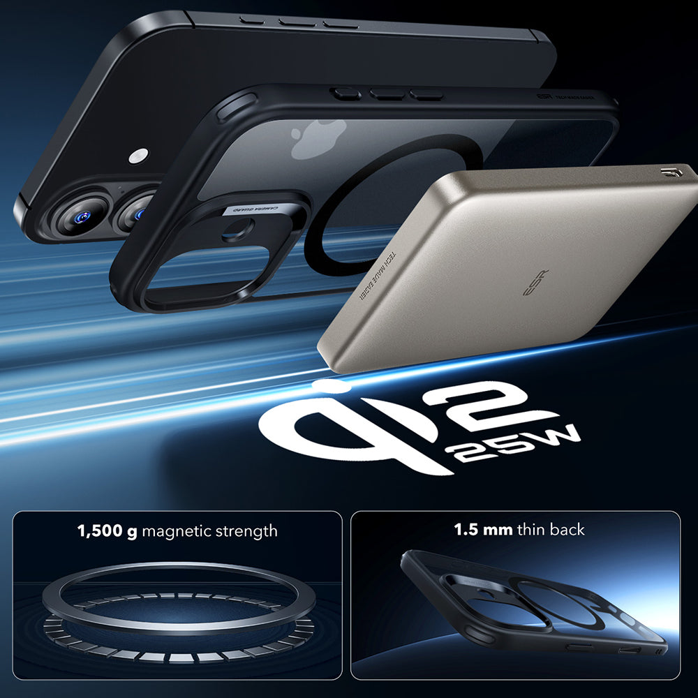 Ovitek MagSafe za Apple iPhone 17, ESR, Classic Hybrid, Prozorno črn