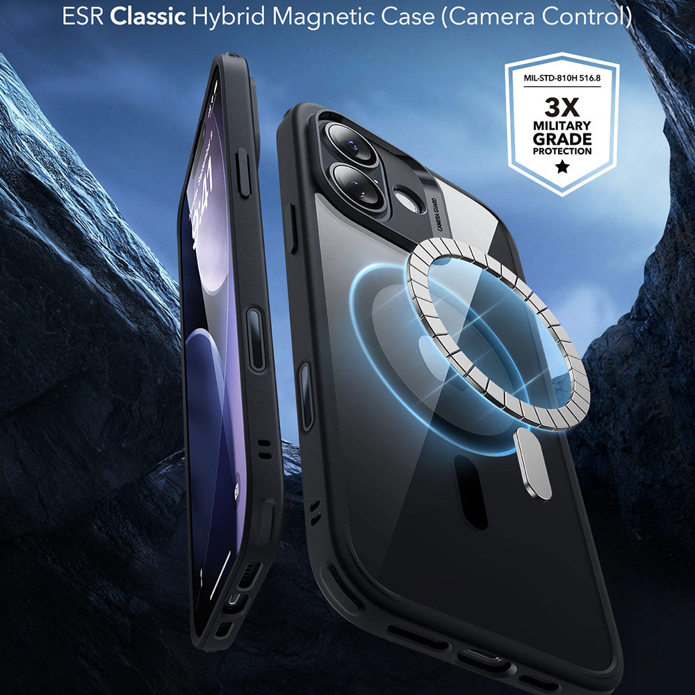 Ovitek MagSafe za Apple iPhone 17, ESR, Classic Hybrid, Prozorno črn