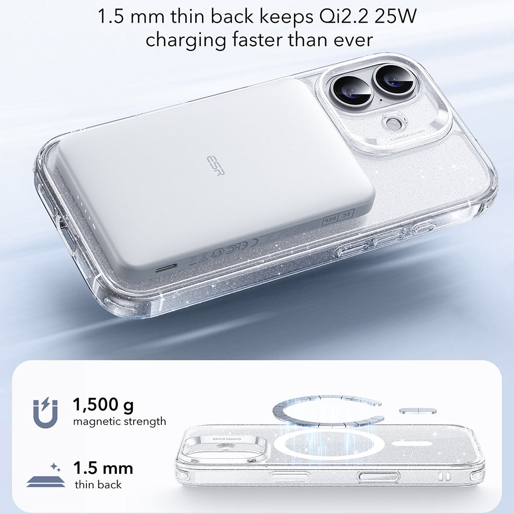 Ovitek MagSafe za Apple iPhone 17, ESR, Classic Hybrid Shimmer, Prozoren