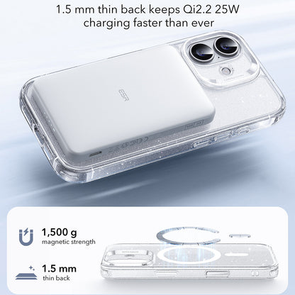 Ovitek MagSafe za Apple iPhone 17, ESR, Classic Hybrid Shimmer, Prozoren