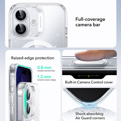 Ovitek MagSafe za Apple iPhone 17, ESR, Classic Hybrid Shimmer, Prozoren