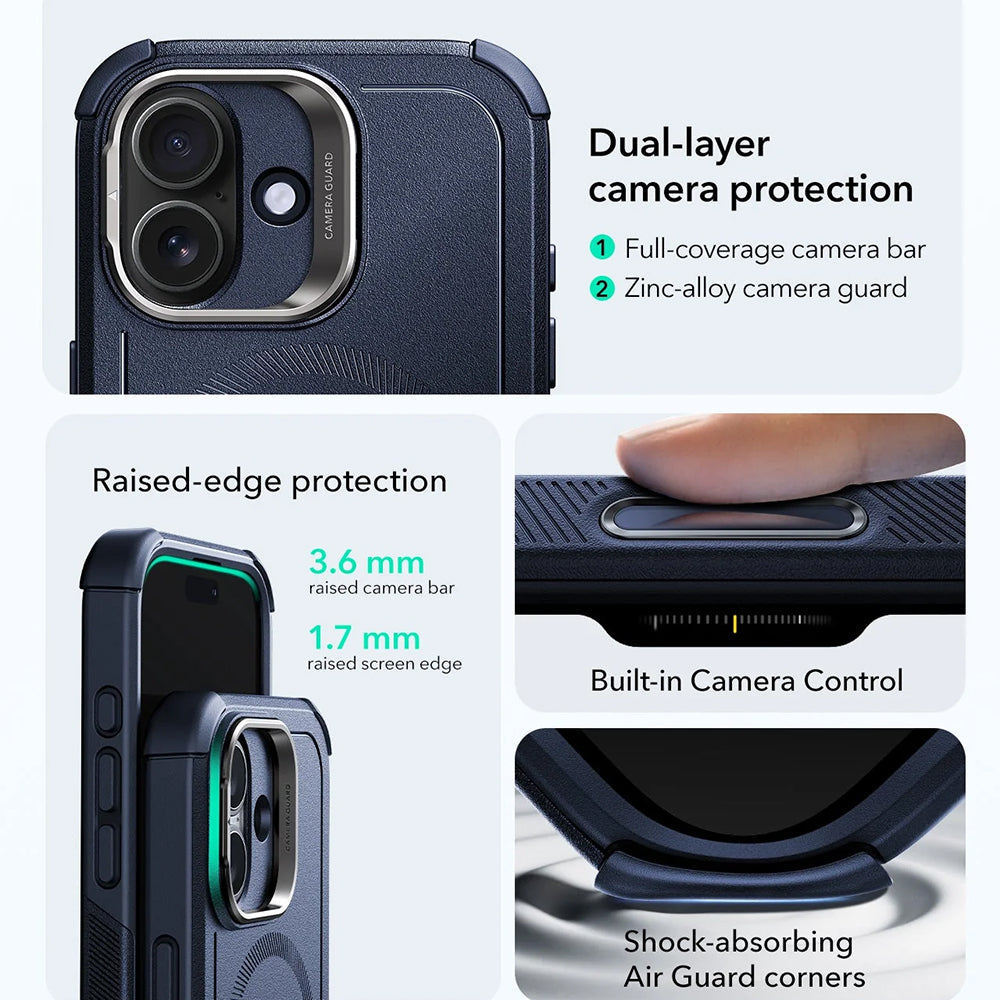 Ovitek MagSafe za Apple iPhone 17, ESR, Cyber Armor Kickstand, Modra