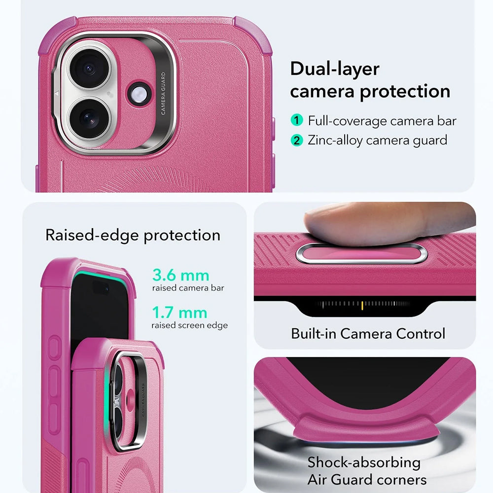 Ovitek MagSafe za Apple iPhone 17, ESR, Cyber Armor Kickstand, Roza
