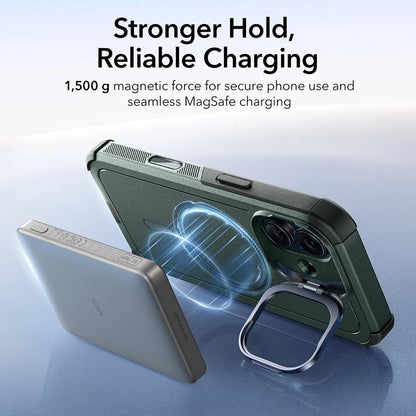 Ovitek MagSafe za Apple iPhone 17, ESR, Cyber Armor Kickstand, Zelen