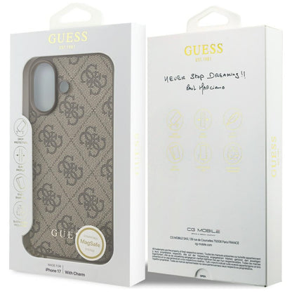 MagSafe ovitek za Apple iPhone 17, Guess, 4G Charm Cradle, rjava