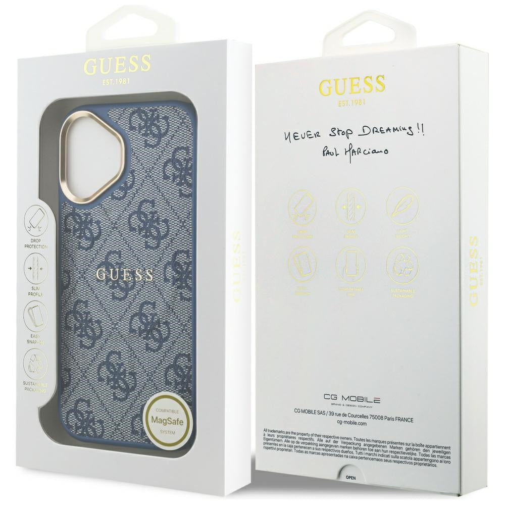 MagSafe ovitek za Apple iPhone 17, Guess, 4G Classic, Modra