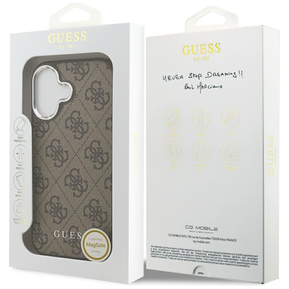 MagSafe ovitek za Apple iPhone 17, Guess, 4G Classic Logo, rjava