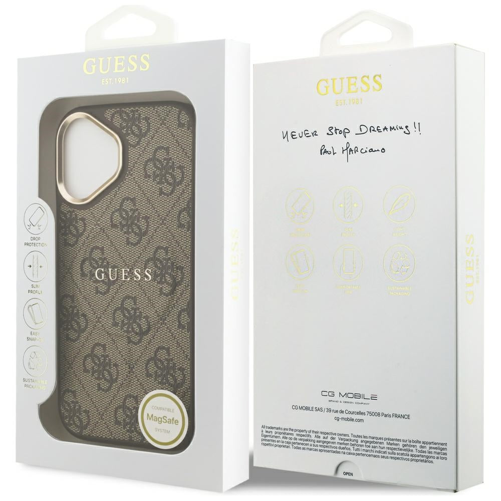 Ovitek MagSafe za Apple iPhone 17, Guess, 4G Classic, Rjava