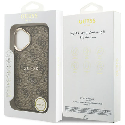 Ovitek MagSafe za Apple iPhone 17, Guess, 4G Classic, Rjava