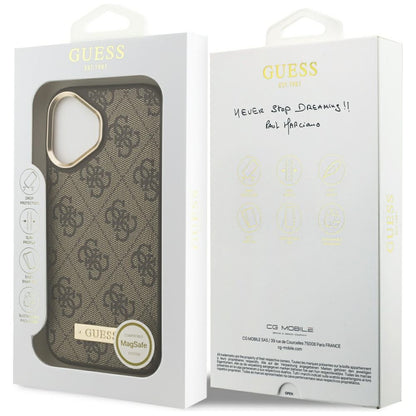 MagSafe ovitek za Apple iPhone 17, Guess, 4G Logo Plate, rjava