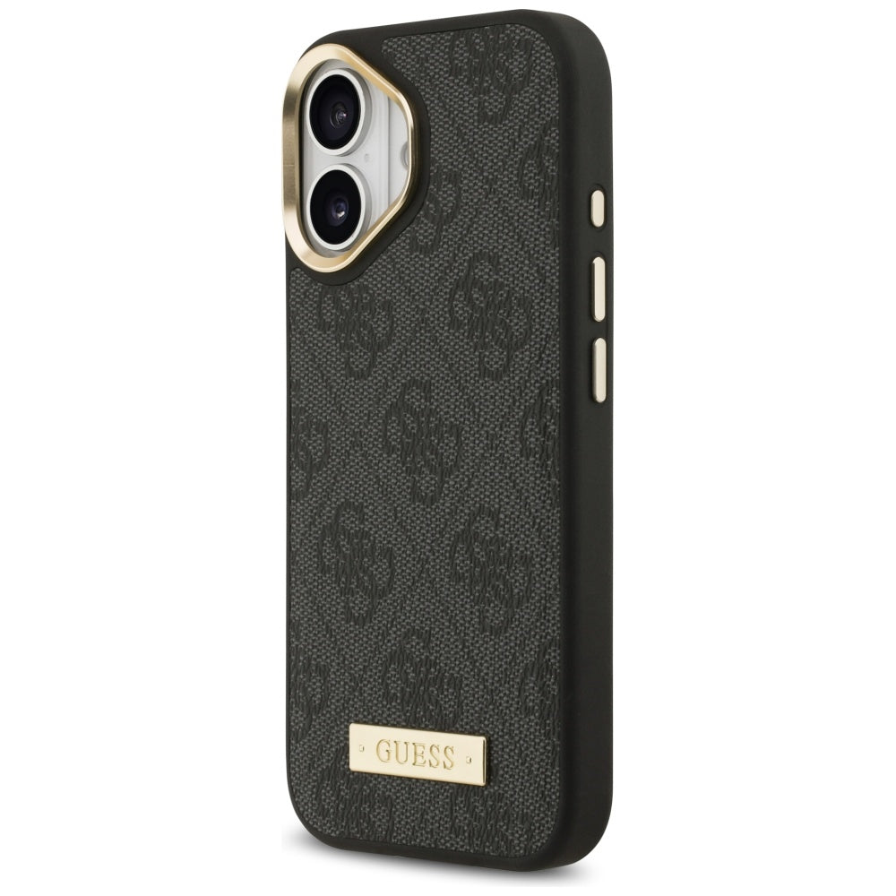 MagSafe Case for Apple iPhone 17, Guess, 4G Logo Plate, Black