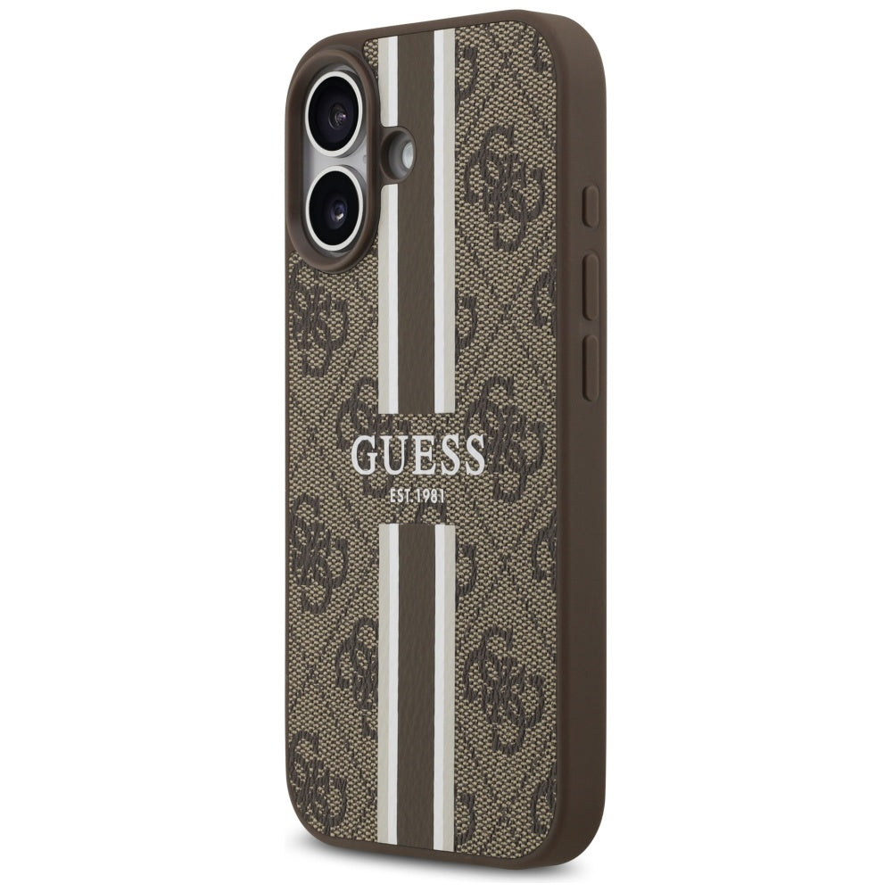 Ovitek MagSafe za Apple iPhone 17, Guess, 4G Printed Stripes, rjava
