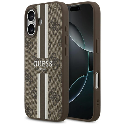 Ovitek MagSafe za Apple iPhone 17, Guess, 4G Printed Stripes, rjava