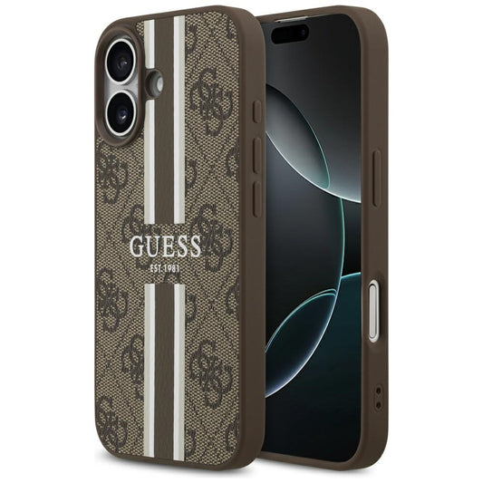 Ovitek MagSafe za Apple iPhone 17, Guess, 4G Printed Stripes, rjava