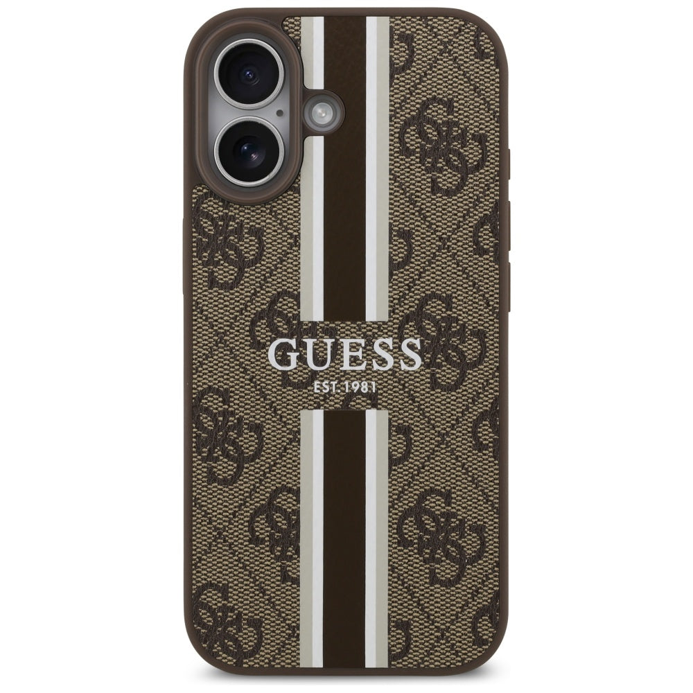 Ovitek MagSafe za Apple iPhone 17, Guess, 4G Printed Stripes, rjava