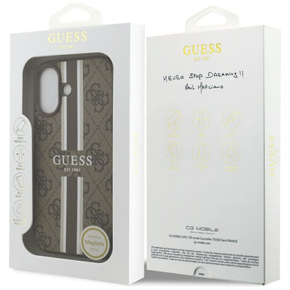 Ovitek MagSafe za Apple iPhone 17, Guess, 4G Printed Stripes, rjava