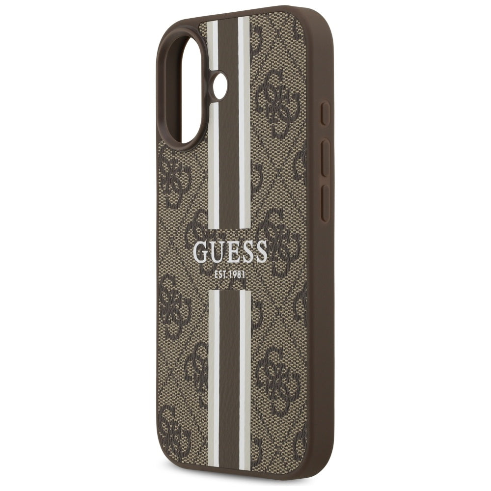 Ovitek MagSafe za Apple iPhone 17, Guess, 4G Printed Stripes, rjava