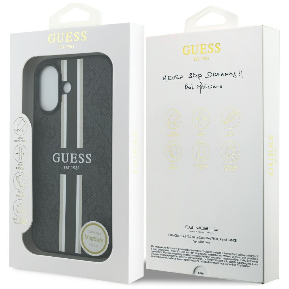 Ovitek MagSafe za Apple iPhone 17, Guess, 4G Printed Stripes, črn