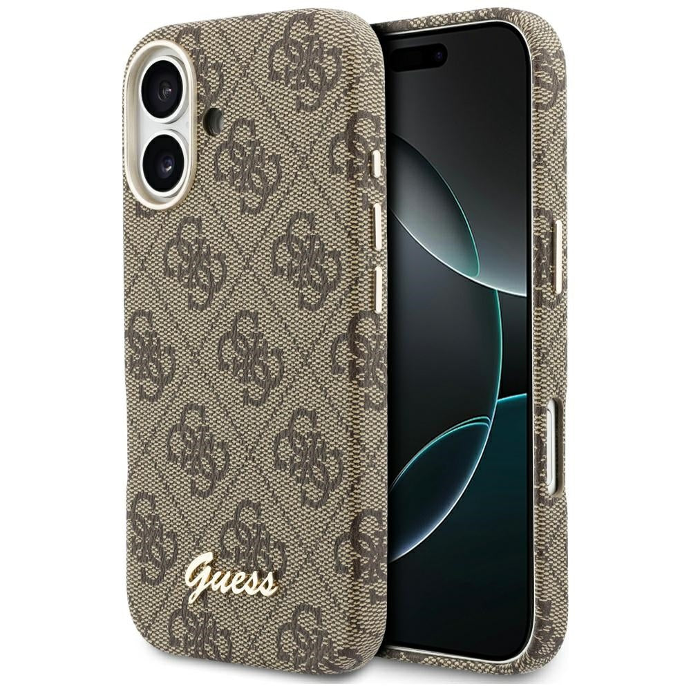 Ovitek MagSafe za Apple iPhone 17, Guess, 4G Script Logo, rjava