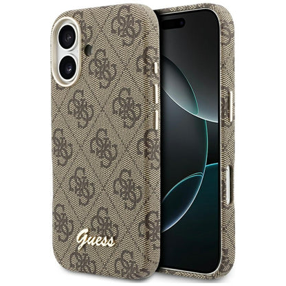 Ovitek MagSafe za Apple iPhone 17, Guess, 4G Script Logo, rjava