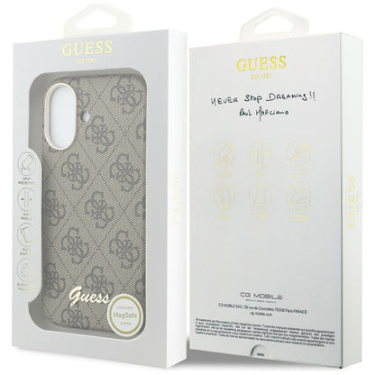 Ovitek MagSafe za Apple iPhone 17, Guess, 4G Script Logo, rjava