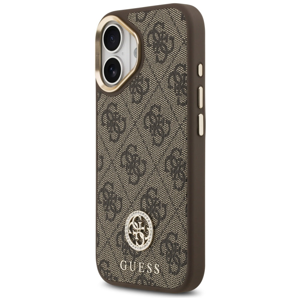 Ovitek MagSafe za Apple iPhone 17, Guess, 4G Strass Logo, Rjava
