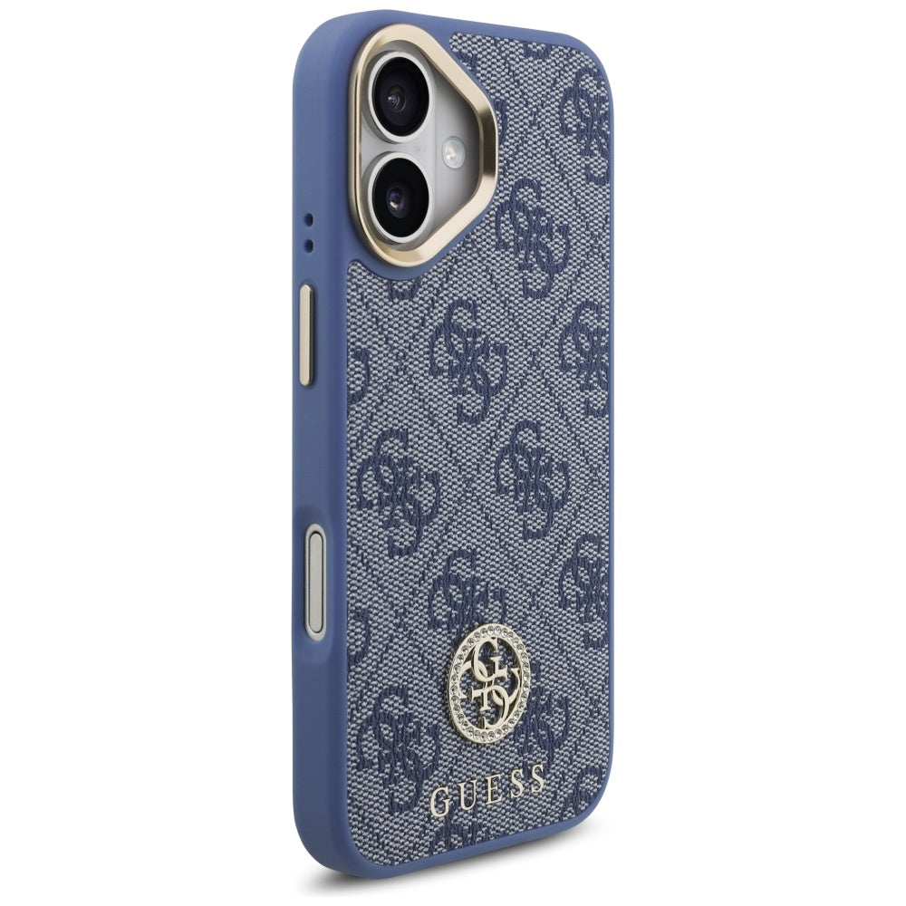 MagSafe ovitek za Apple iPhone 17, Guess, 4G Strass Logo with Big Strap, Modra