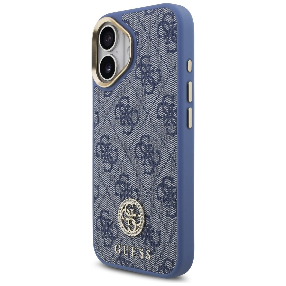 MagSafe ovitek za Apple iPhone 17, Guess, 4G Strass Logo with Big Strap, Modra