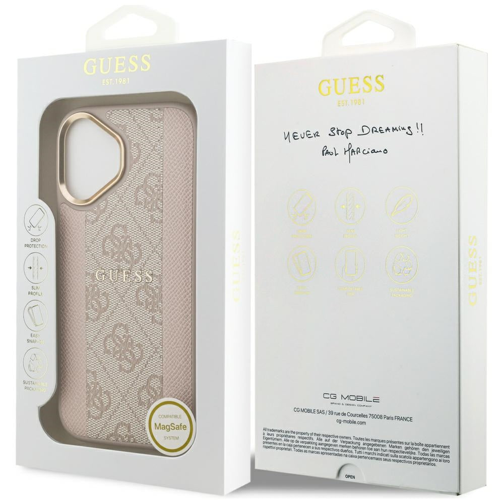 MagSafe ovitek za Apple iPhone 17, Guess, 4G Stripe, Roza