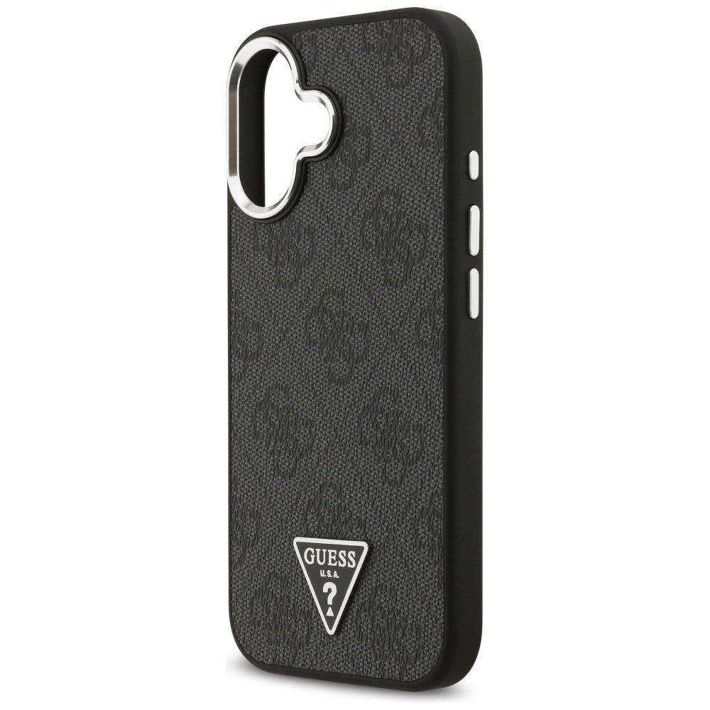 Ovitek MagSafe za Apple iPhone 17, Guess, 4G Triangle Logo, Črno Srebrn