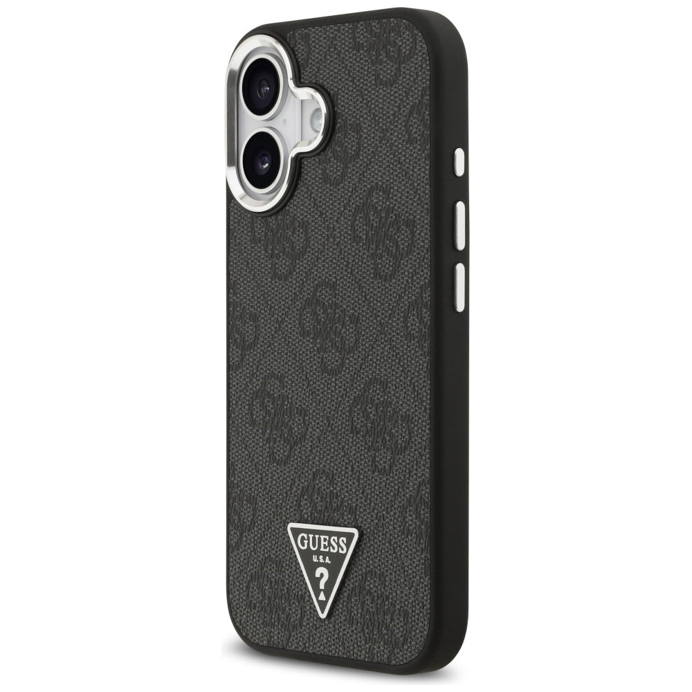 Ovitek MagSafe za Apple iPhone 17, Guess, 4G Triangle Logo, Črno Srebrn