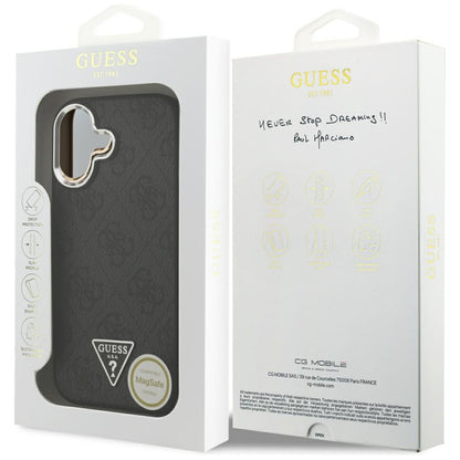 Ovitek MagSafe za Apple iPhone 17, Guess, 4G Triangle Logo, Črno Srebrn