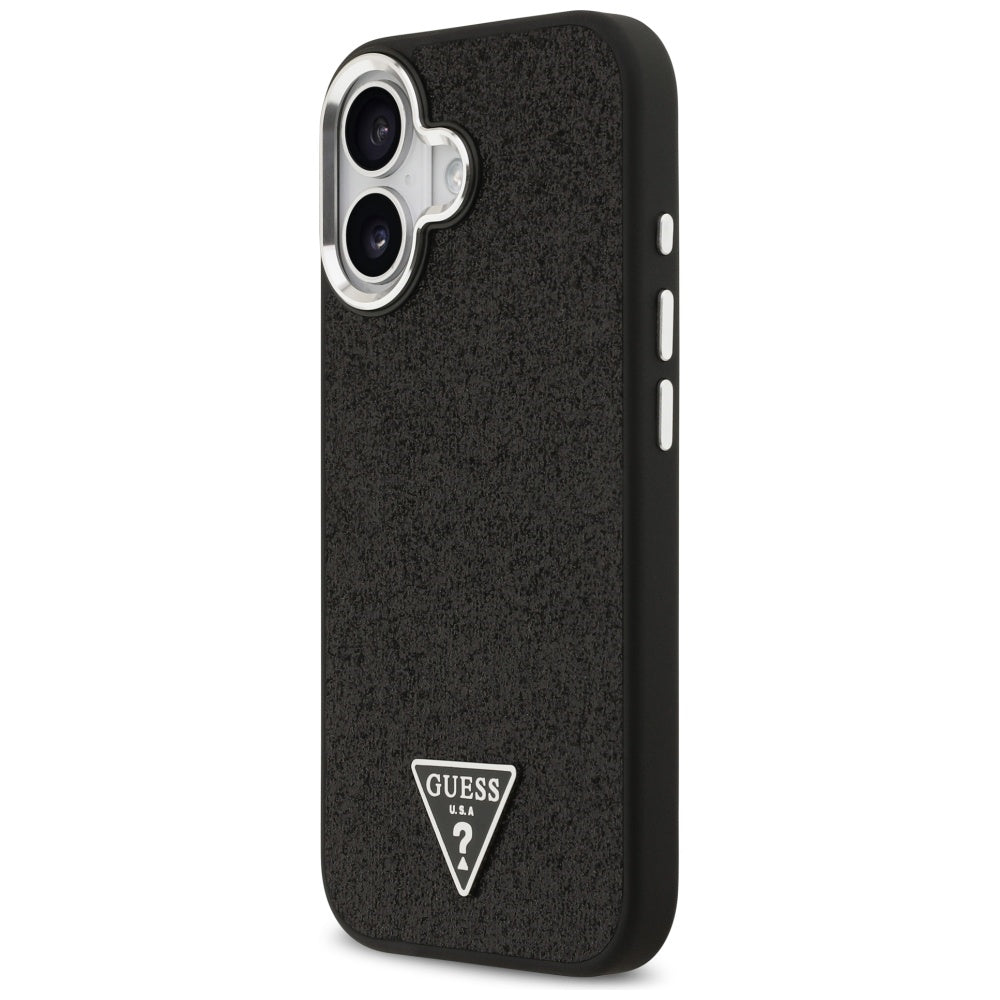 Ovitek MagSafe za Apple iPhone 17, Guess, Glitter Triangle Logo, Črn