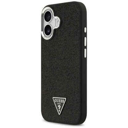 Ovitek MagSafe za Apple iPhone 17, Guess, Glitter Triangle Logo, Črn