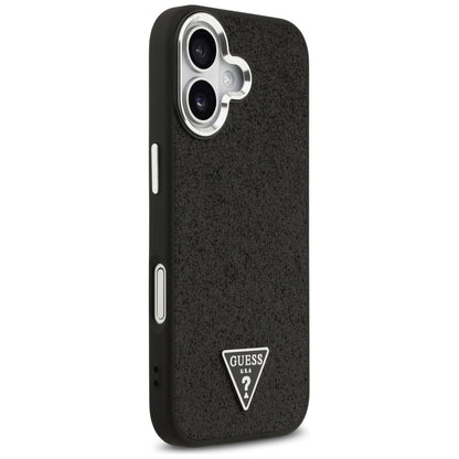 Ovitek MagSafe za Apple iPhone 17, Guess, Glitter Triangle Logo, Črn