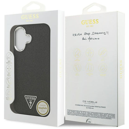 Ovitek MagSafe za Apple iPhone 17, Guess, Glitter Triangle Logo, Črn