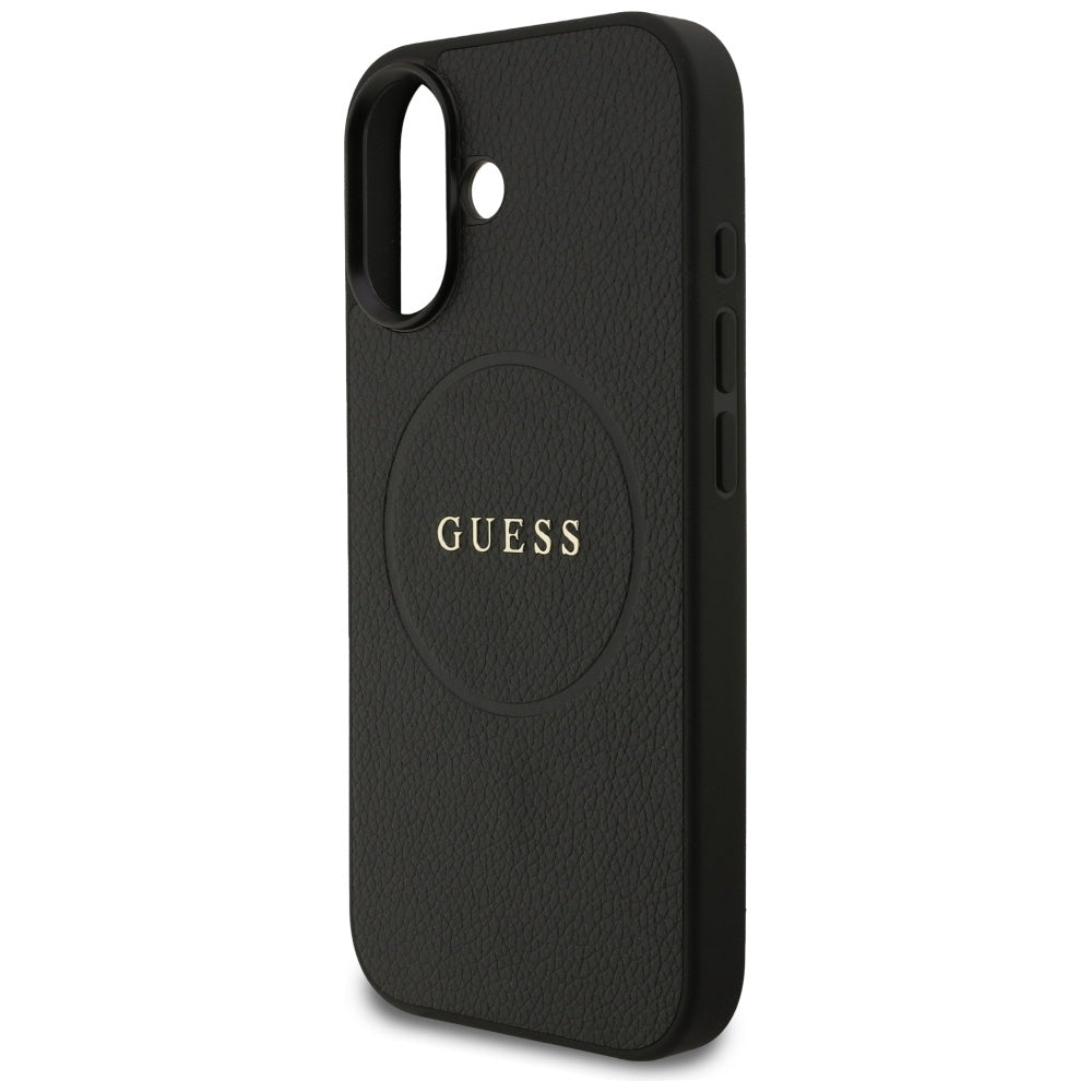 Ovitek MagSafe za Apple iPhone 17, Guess, Grained Gold Ring, Črn