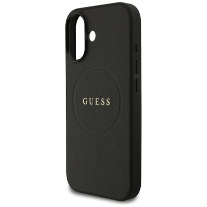 Ovitek MagSafe za Apple iPhone 17, Guess, Grained Gold Ring, Črn