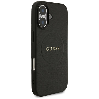 Ovitek MagSafe za Apple iPhone 17, Guess, Grained Gold Ring, Črn