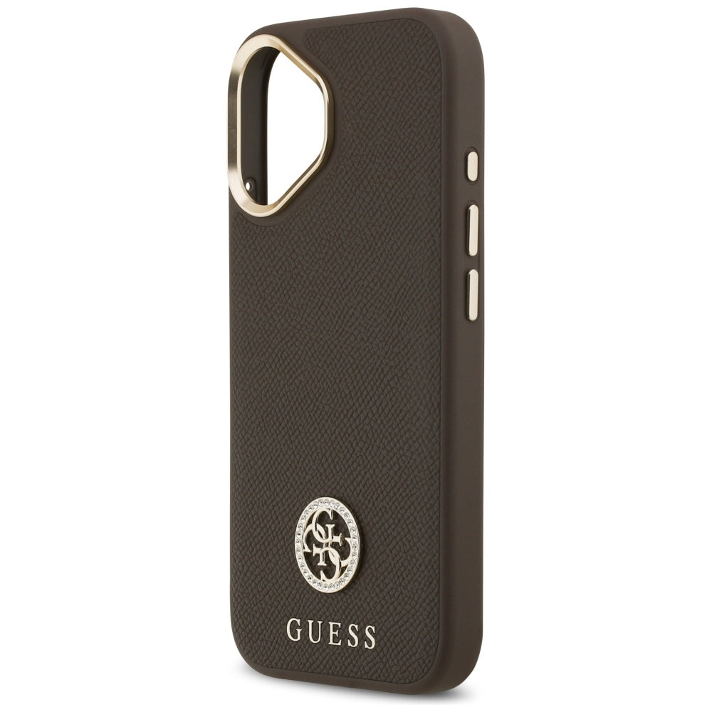 Ovitek MagSafe za Apple iPhone 17, Guess, Grained Strass Logo, Rjava