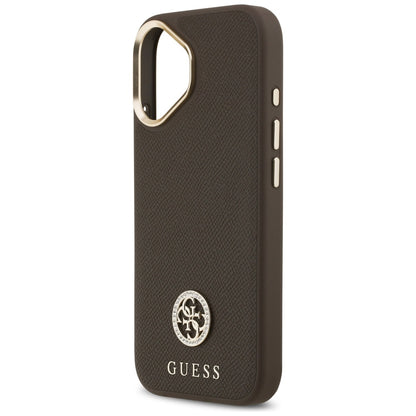 Ovitek MagSafe za Apple iPhone 17, Guess, Grained Strass Logo, Rjava