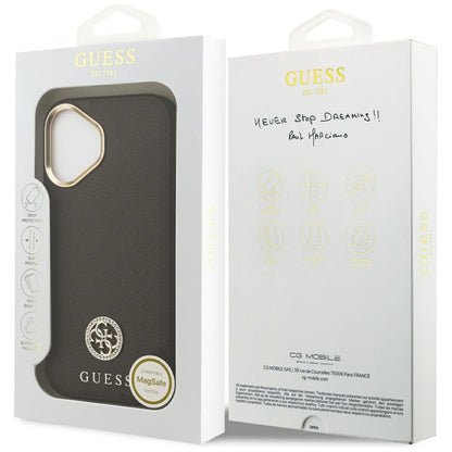 Ovitek MagSafe za Apple iPhone 17, Guess, Grained Strass Logo, Rjava