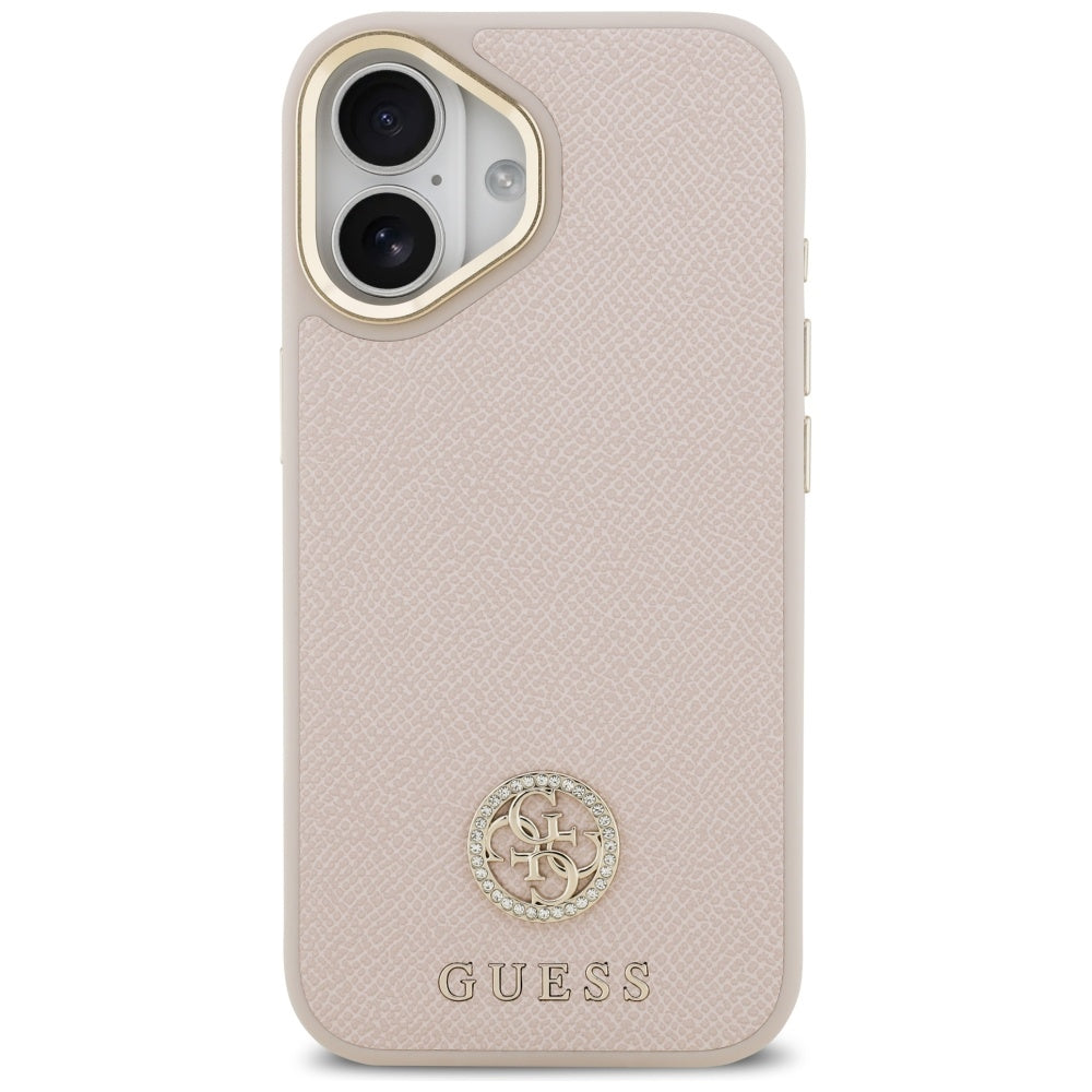Ovitek MagSafe za Apple iPhone 17, Guess, Grained Strass Logo, Roza