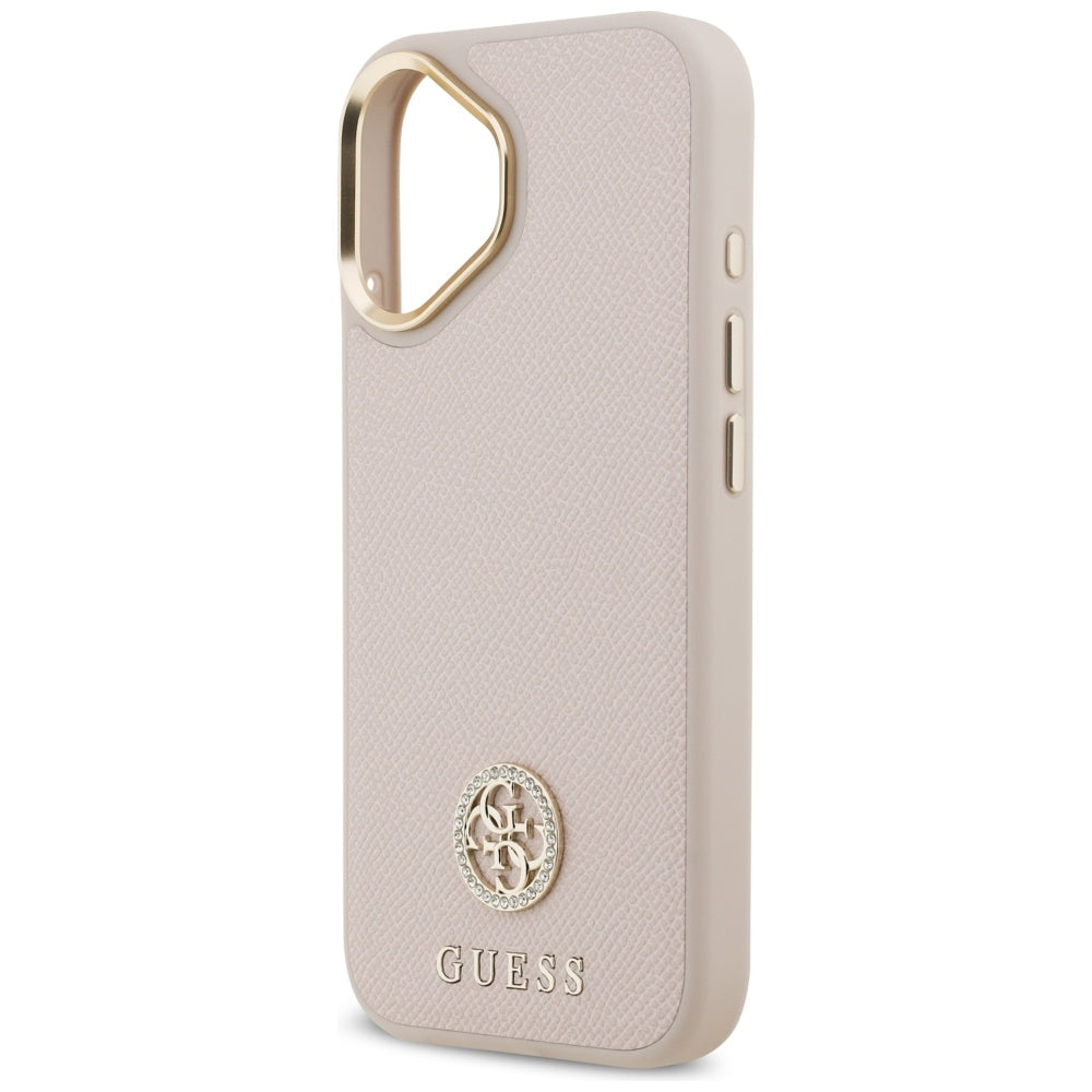 Ovitek MagSafe za Apple iPhone 17, Guess, Grained Strass Logo, Roza